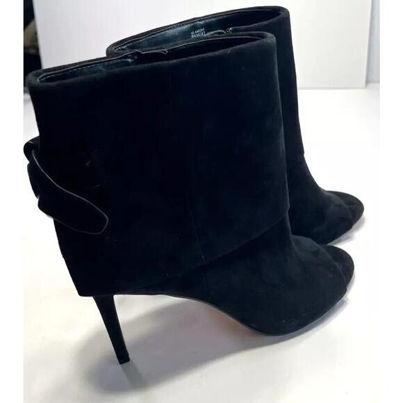 Vince Camuto Women’s Amesha Bootie Open Toe Black Suede Heels Choose Size NIB - Picture 4 of 7